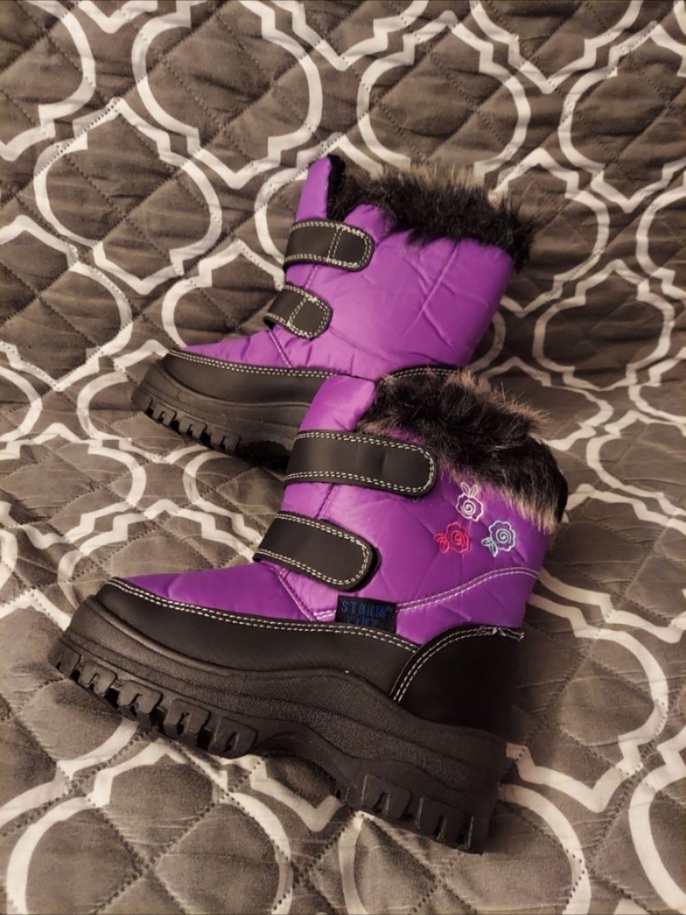 Storm Purple Girls' Winter Snow Boots with Fur Cuff